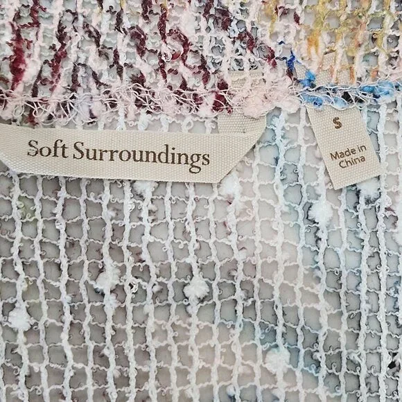 Soft Surroundings Cropped Cardigan Sweater Small Tropical Leaf Mesh-Weave Pink - Picture 8 of 11